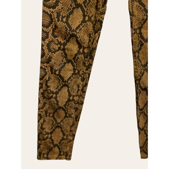 Zara Brown High Waist Snakeskin Print Skinny Jean Pants Size 4 - Picture 6 of 8